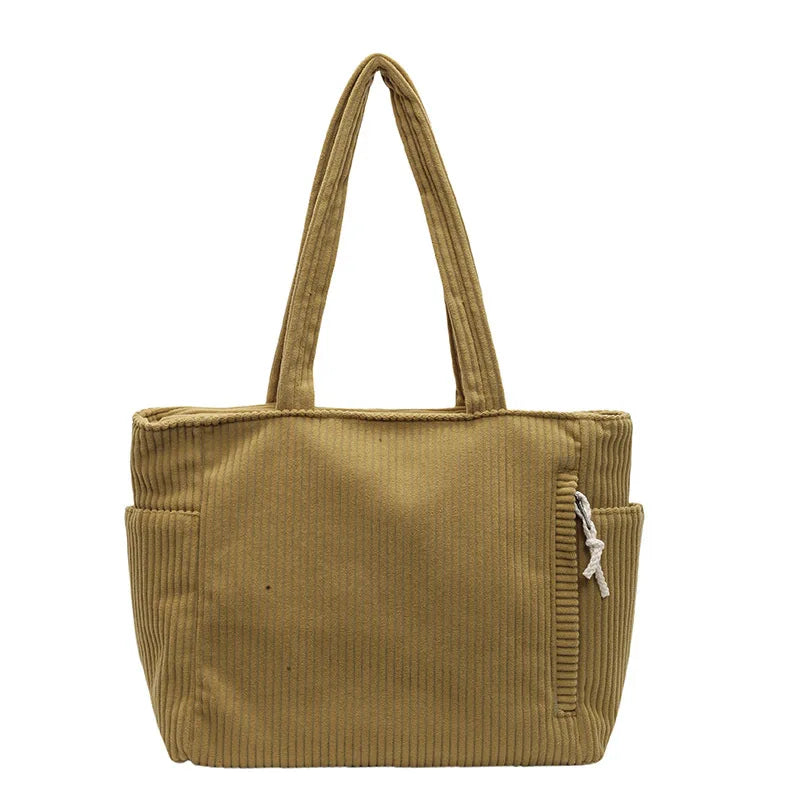 Autumn Winter Corduroy Tote Bag Korean Version Simple Handbag Women Large Capacity Versatile Casual Student Shoulder Bag Ita Bag
