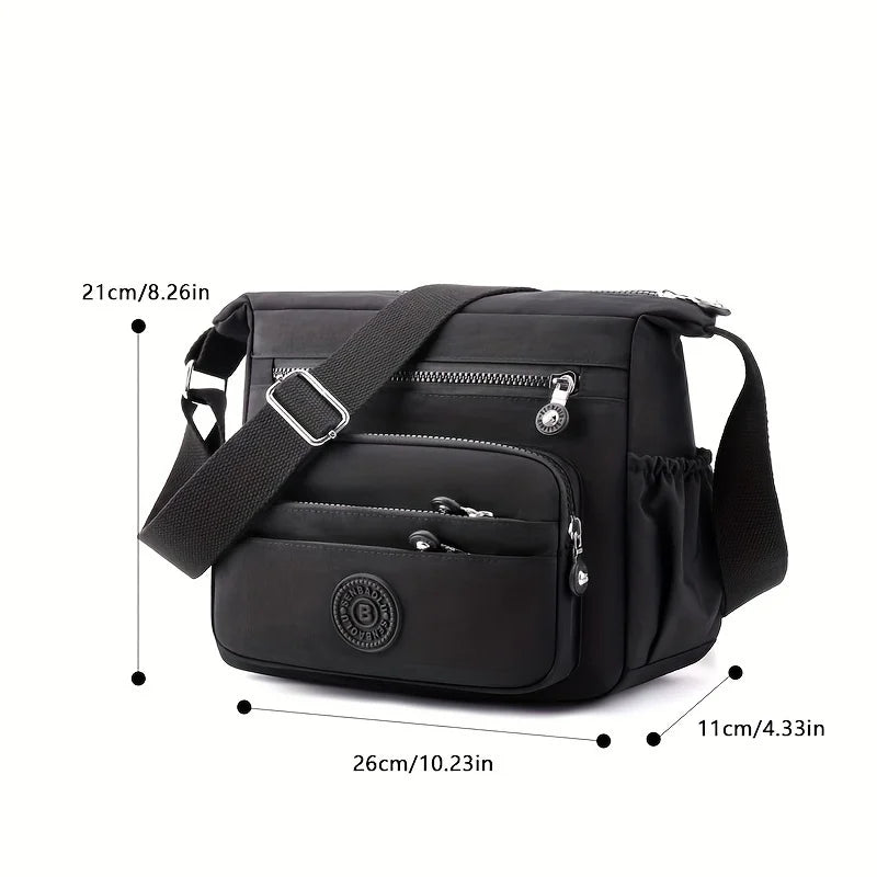 Lightweight Nylon Chic Crossbody Bag for Women Adjustable Strap, Multi-Pocket Design for Travel, Shopping, Dates & School