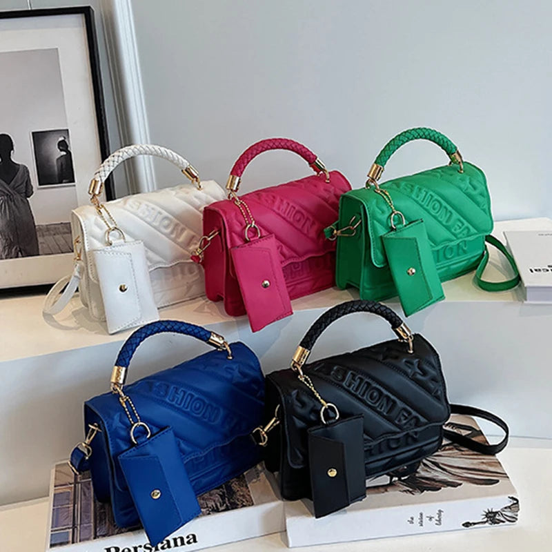 Brand Designer Small Crossbody Bags New Fashion Shoulder Bag Quilted PU Leather Ladies Square Handbags