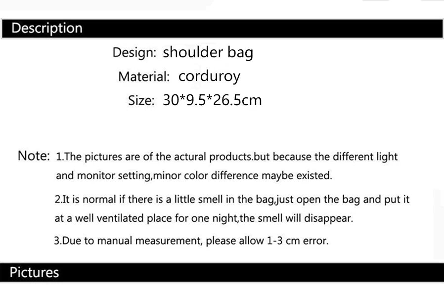 Winter Tote Bag for Women Large Capacity Handbags Casual Shoulder Bags Trend Female Corduroy Shopper Crossbody Bag