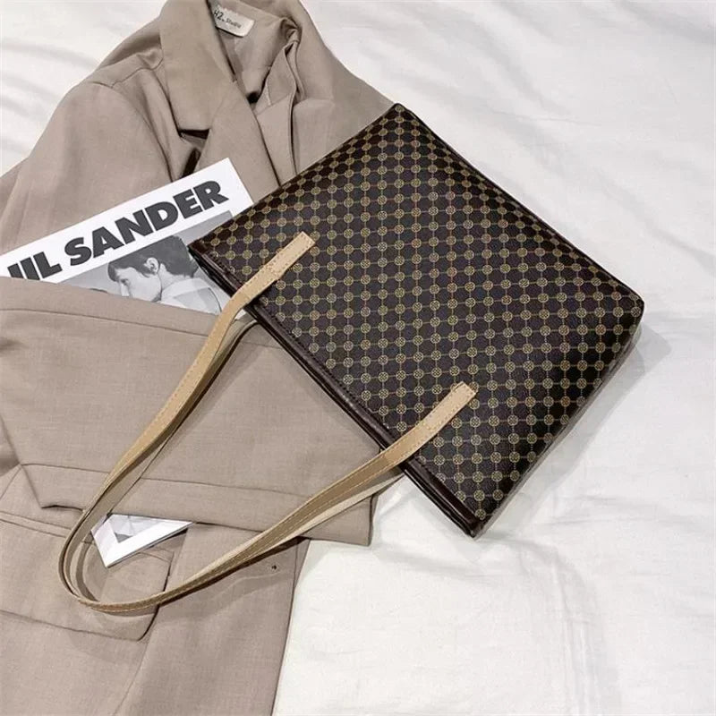 Stylish Crocodile Pattern Pu Underarm Bag Versatile Women Small Tote Bags Fashionable Leopard Handbag Chic Quilted Shoulder Bag