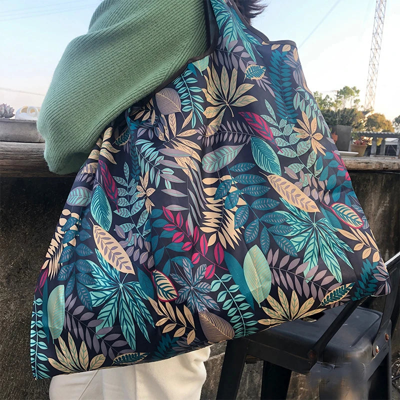 Versatile Folding Shopping Bag, Large Capacity Travel Tote Bag, Waterproof Shoulder Storage Bag,Fashion Reusable Grocery Bag
