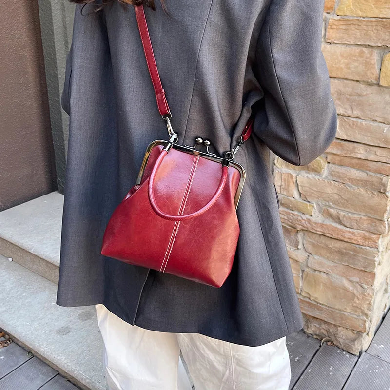 New Fashion Vintage Soft Leather Cosmetic Bag Purse Women's Handbag Crossbody Shoulder Bags Evening Party Totes Makeup Wallet