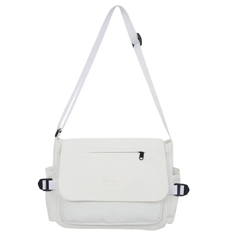 Men's Harajuku Shoulder Bags Waterproof Canvas Crossbody Bags Teen Boys School Messenger Bag