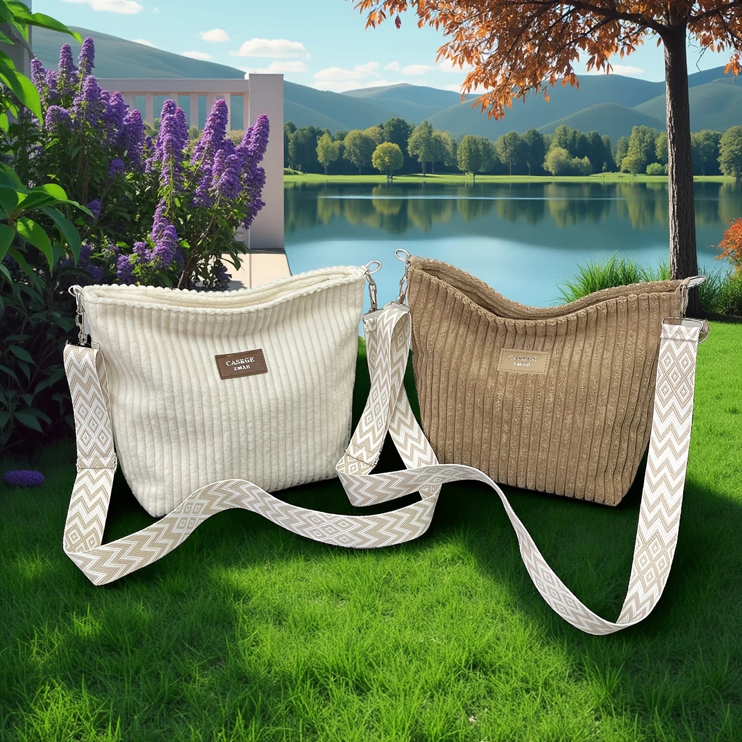 Solid Color Corduroy Shoulder Messenger Bag Versatile Handbag Women Crossbody Bags Casual Chic Bucket Women‘s Bag Bolsos Mujer