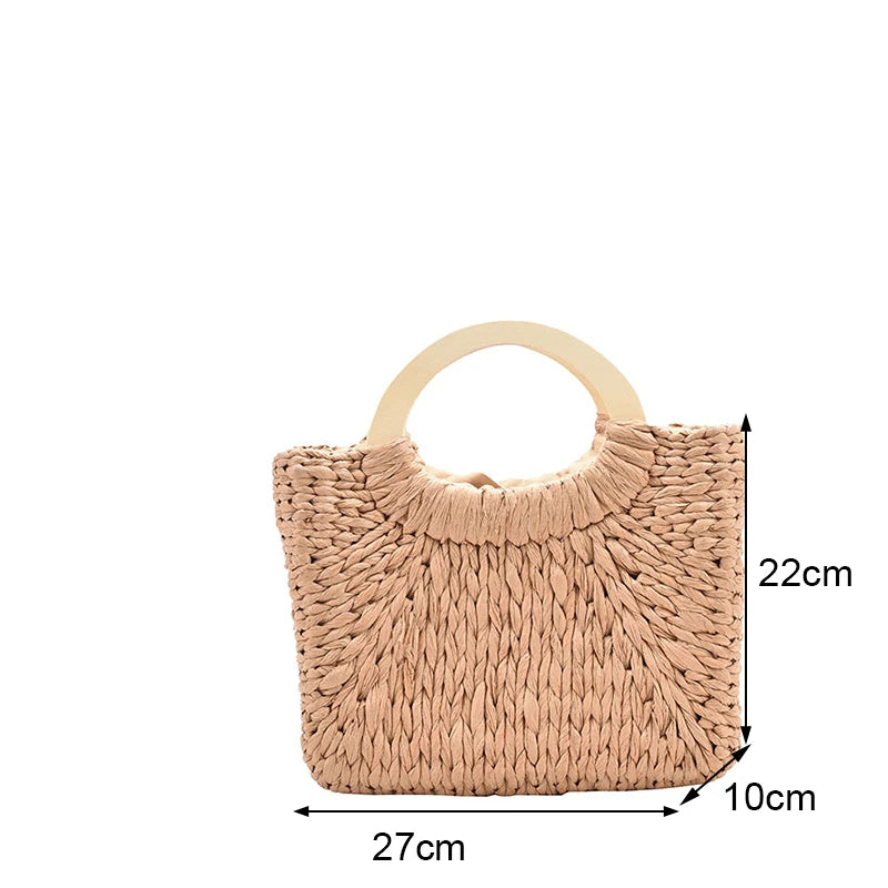 Fashion Lady Straw Woven Basket Handbag Summer Women's Shoulder Bag Bohemia Travel Beach Han made Beach Bucket Shopper Tote