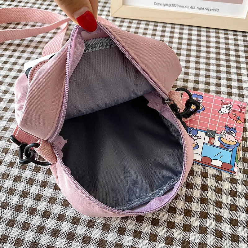 Harajuku Phone Crossbody Bag Nylon Cute Small Bags for Women Cow Pattern Square Small Shoulder Bag Suitable for Women Daily Use