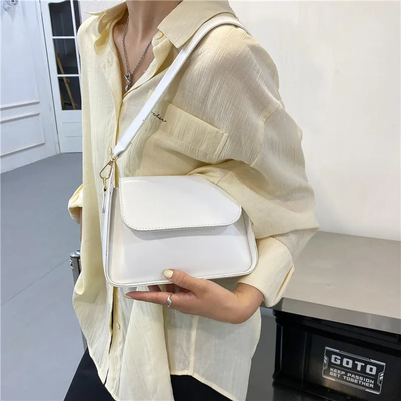 Trendy Fashion Flap Shoulder Bag For Women PU Leather Underarm Bags Designer Solid Color Armpit Handbag and Purse Girls Totes sa