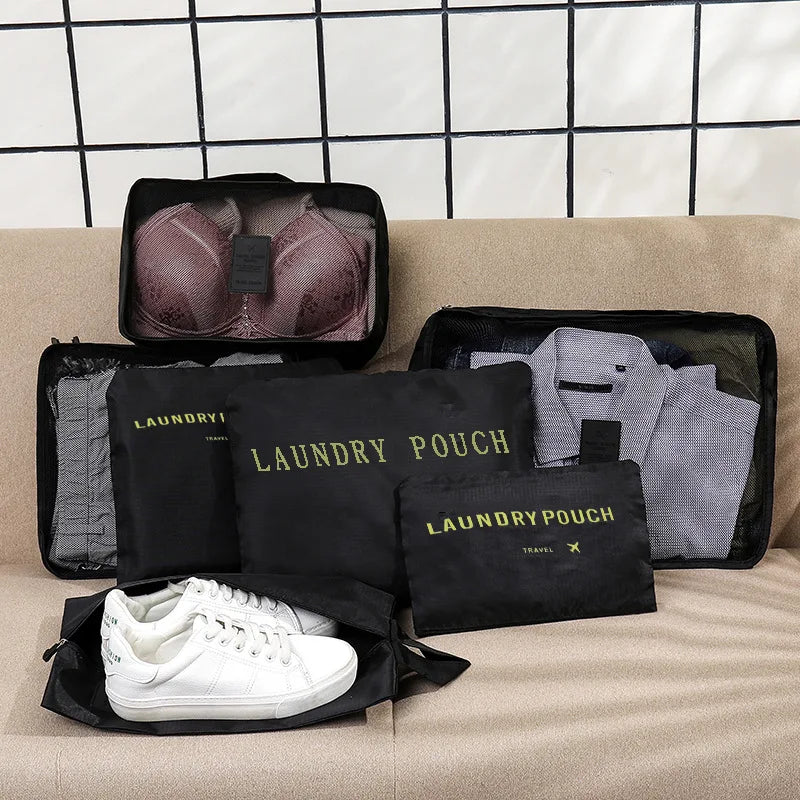 6-piece Large Size Travel Organizer Portable Suitcase Organizer Clothes Shoes Makeup Bag Luggage Organizer Travel Storage Bag