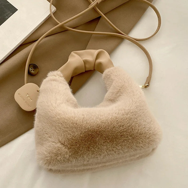 Fashionable Plush Tote Bag, Cute Stylish Women's Handbag Shoulder Crossbody Bag, Suitable for Women Party Banquet Daily Travel