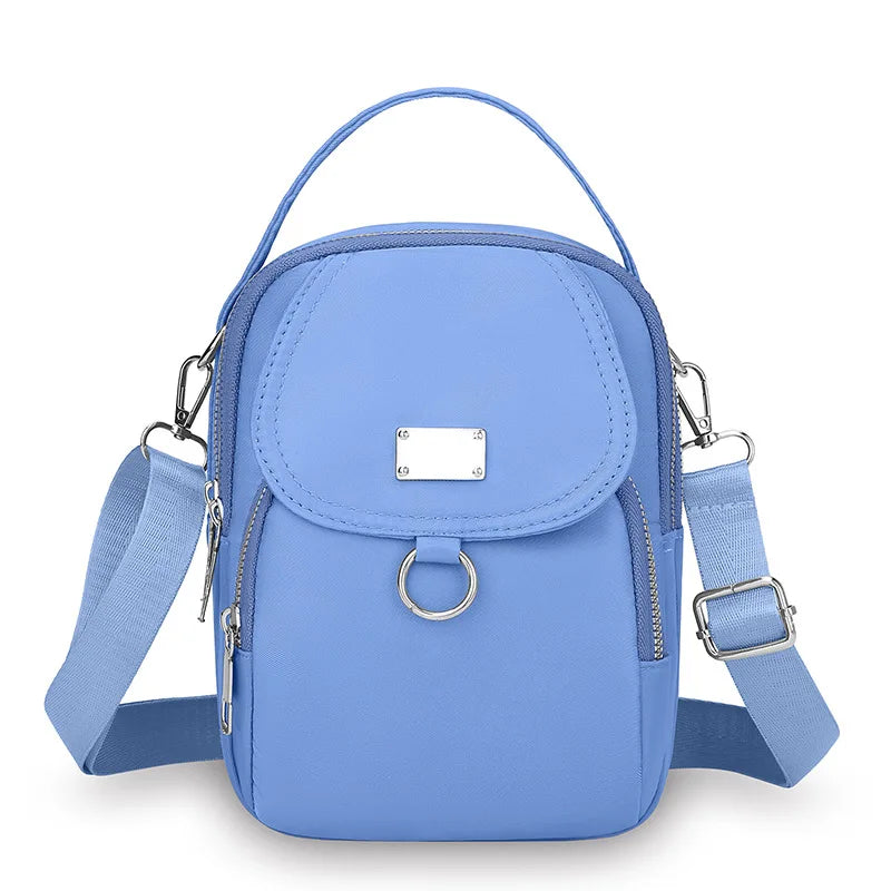 Ms. Fashion, Shoulder Bag, Mini Phone Bag, Multi-Layered Messenger Bag, Nylon Waterproof Fabric, And External Headphone Holes