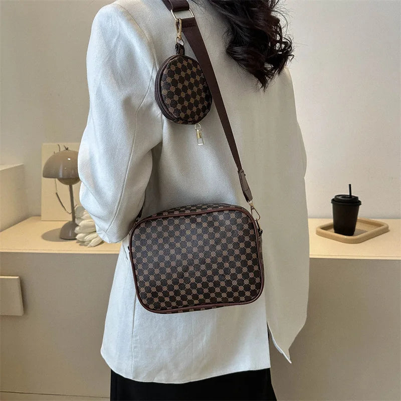 Vintage Pattern Crossbody Bags for Women Shoulder Shell Bag Trend Small Purse and Handbag Luxury Designer Female Square Bag