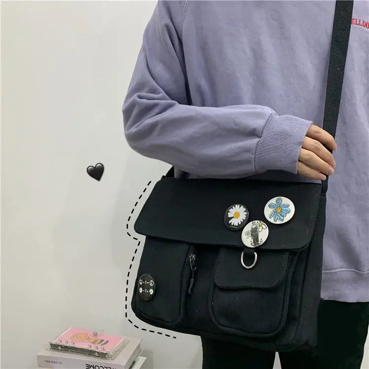 Canvas Crossbody Bags Youth Fashion Casual Large Capacity Ladies Shoulder Bag Solid Color Women Messenger Bag