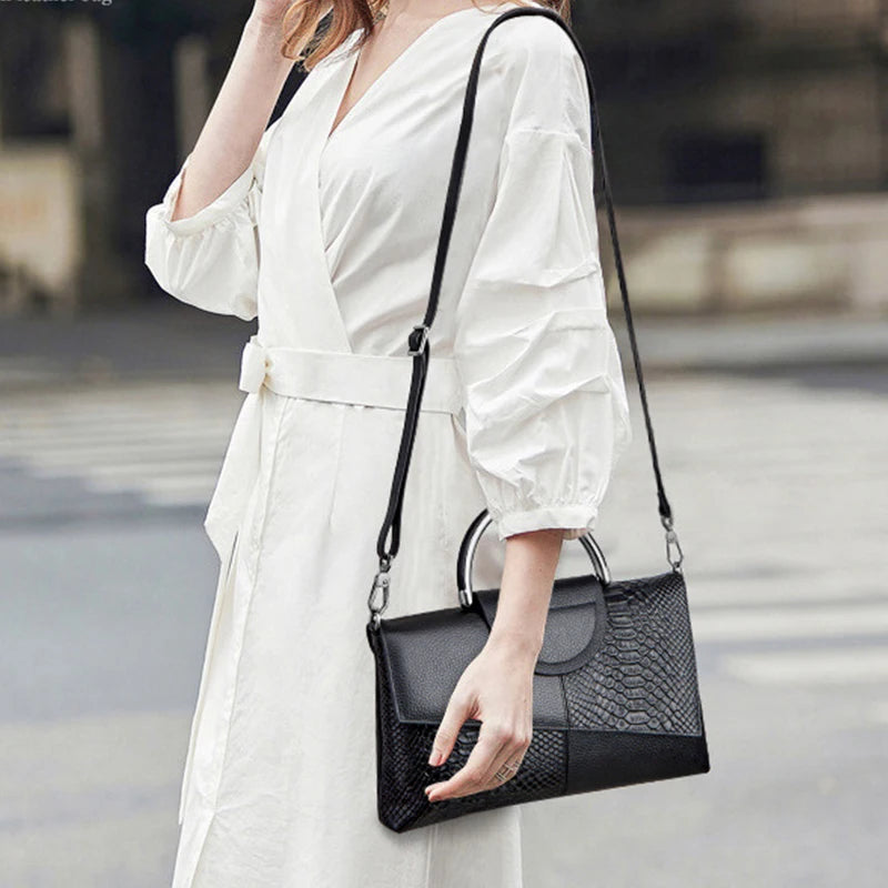 Stylish PU Synthetic Leather Women's Shoulder Crossbody Bag Fashion Casual Dinner Wedding Alligator Pattern Flap Handbag Purse