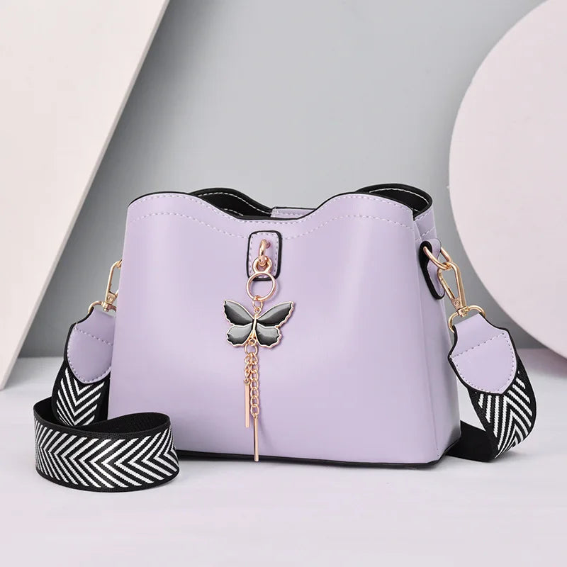 Fashion bow decorative shell bag simple large capacity casual solid color messenger bag