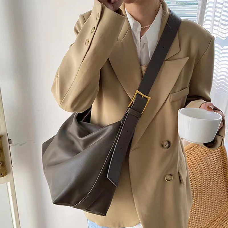 Vintage Pillow Design PU Leather Boston Handbag For Women Casual Large Capacity Shoulder Crossbody Bags Fashion Shopper Totes