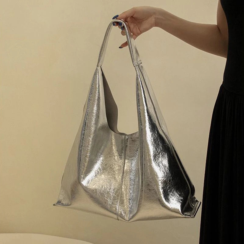 New Women Soft PU Leather Handbag Luxury Design Underarm Hobo Shoulder Bag Clutch Casual Large Capacity Dumpling Pouch
