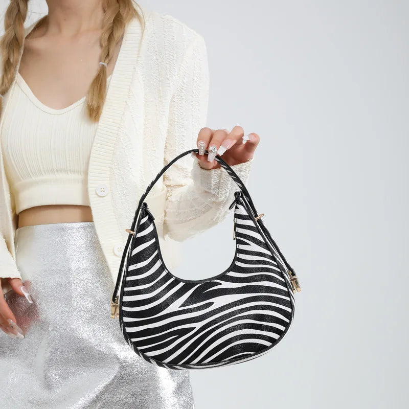Cow Prints Underarm Shoulder Bags For Women French Style Small Crossbody Phone Bag Luxury Designer Versatile Handbags