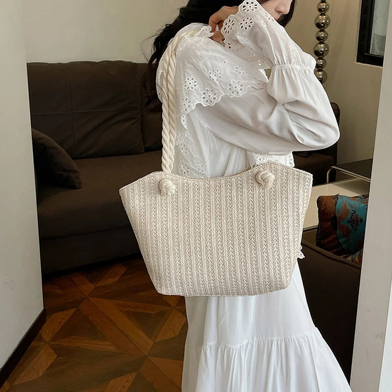 Personalized Leisure Commuter Tote Bag Summer New Fashion Simple Shoulder Bag Trend Large Capacity Handbag