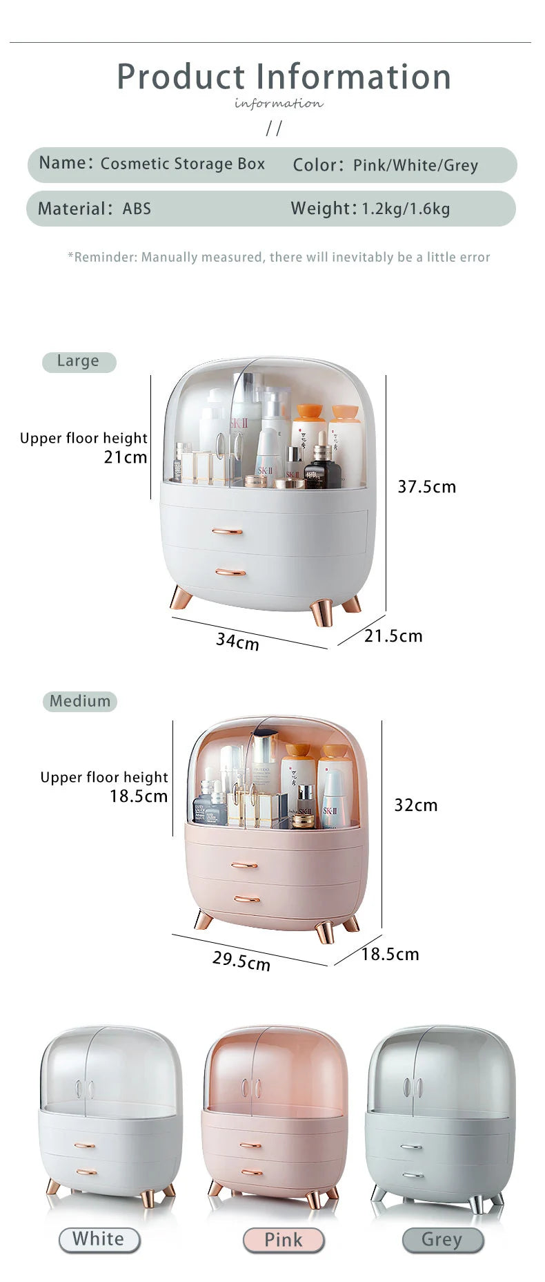 Makeup Container Polish Box Desktop Storage Organizer Makeup Drawer Large Box Cosmetic Capacity Storage Nail Jewelry Organizer