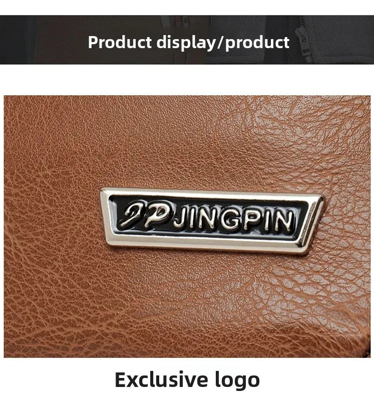 Men's Bag, PU Leather Single Shoulder Bag Multi Layer Zipper Large Capacity Crossbody Bag Daily Use Work Travel Business Commute