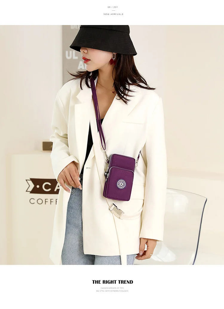Sports Arm Bag, Women Mobile Phone Bag Running Messenger Purse Wallet, Women's Shoulder Cross Body Bags Multi Layer Zipper Pouch