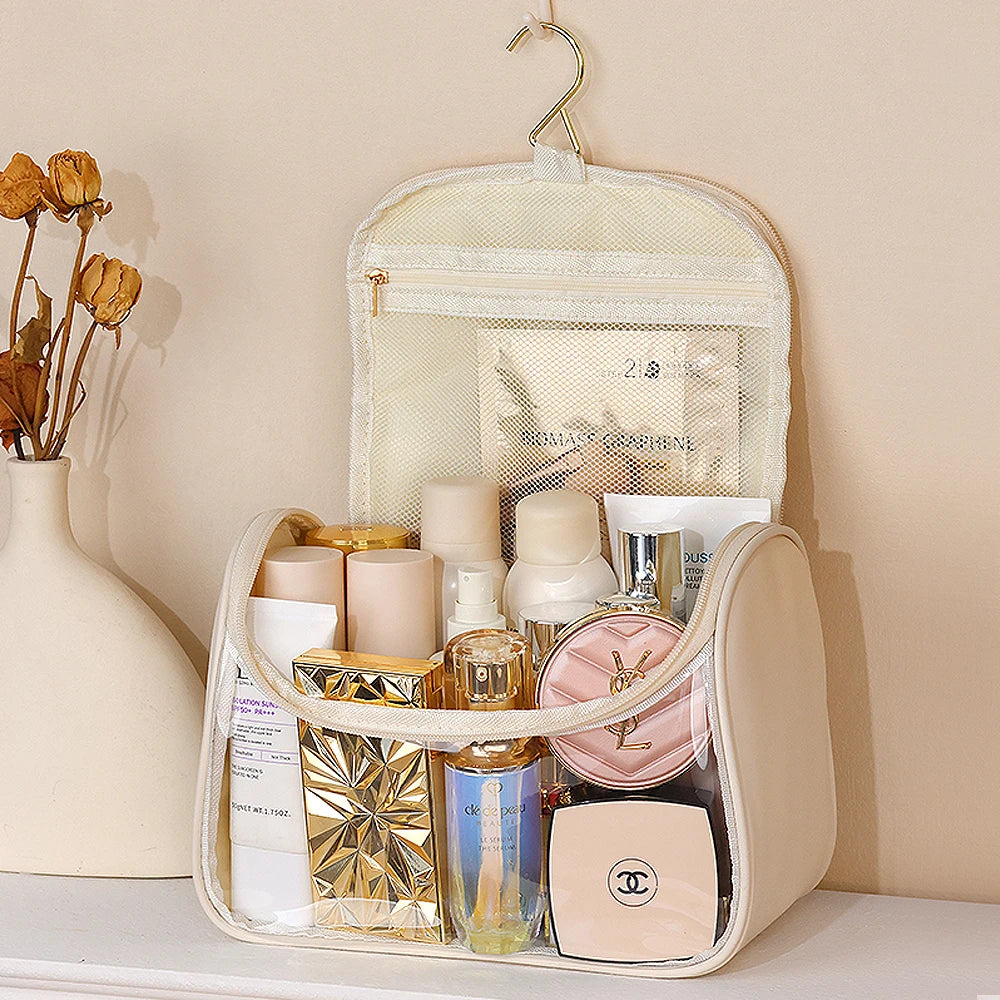 New Hooked Toilet Bag Transparent PVC Makeup Bag Large Capacity Hanging Storage Bag Travel Portable Handbag