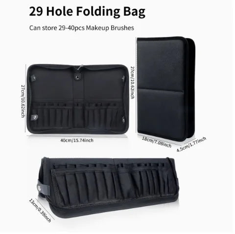 European and American Portable Makeup Storage Bag Professional Makeup Handbag with Magnetic Closure Brush Bag Foldable Large Cap