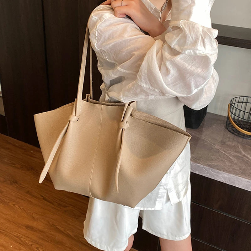 Brand Designer Bucket Shoulder Bags For Women Soft PU Leather Big Capacity Shopper Tote Set Luxury Designer Handbags