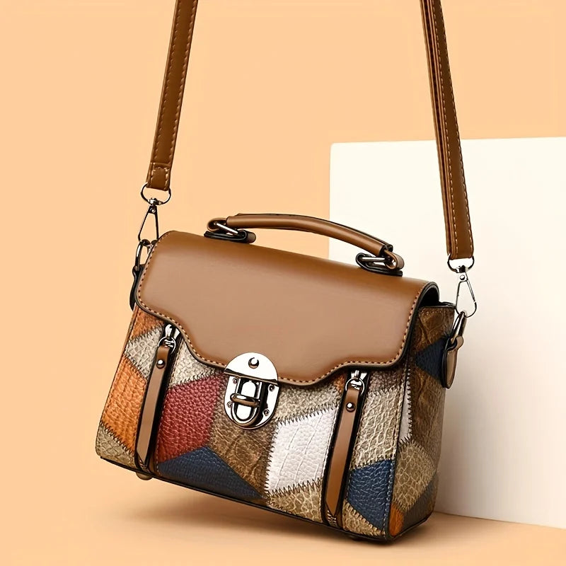 Women's Retro Rhombus Pattern Shoulder Crossbody Bag Adjustable Shoulder Strap Zipper Closure, Multi-Color Options for Daily Use