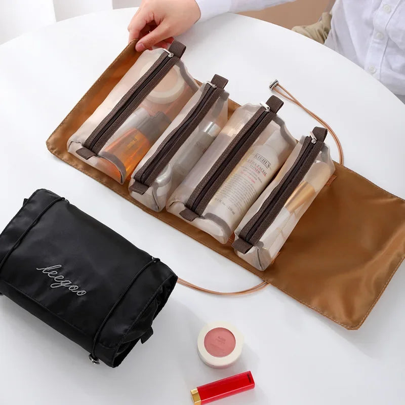 4in1 Detachable Makeup Bag Organizer Organizer  Storage Bag Separation Travel Storage Organizers Folding Portable Wash Bag