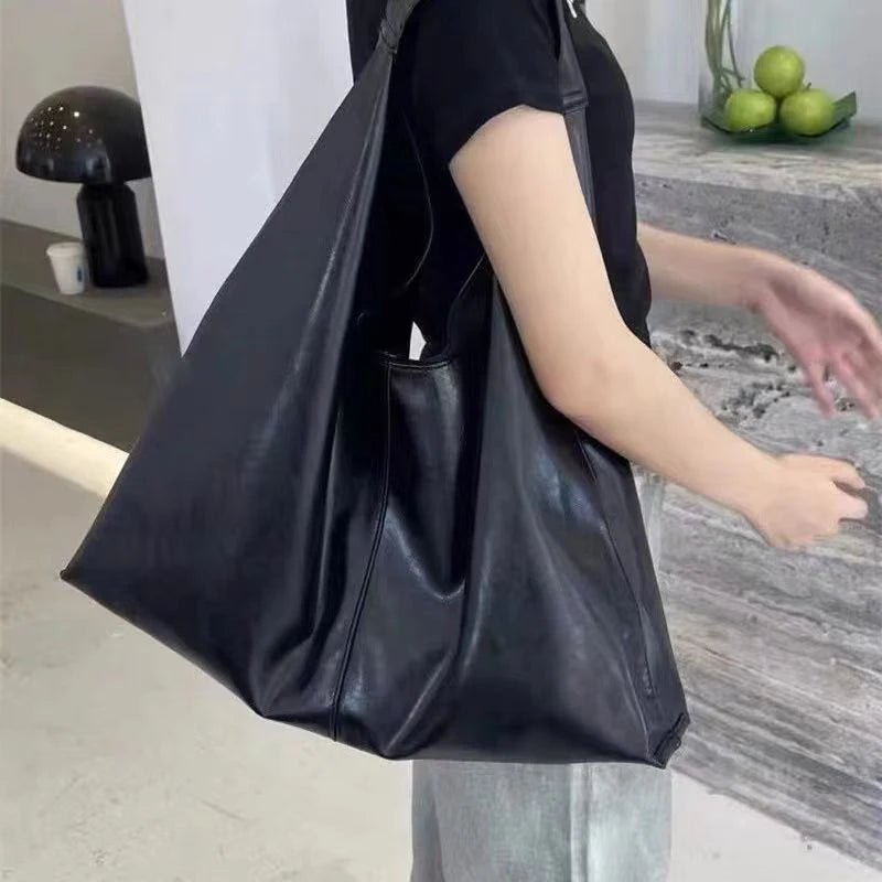 New Women Soft PU Leather Handbag Luxury Design Underarm Hobo Shoulder Bag Clutch Casual Large Capacity Dumpling Pouch