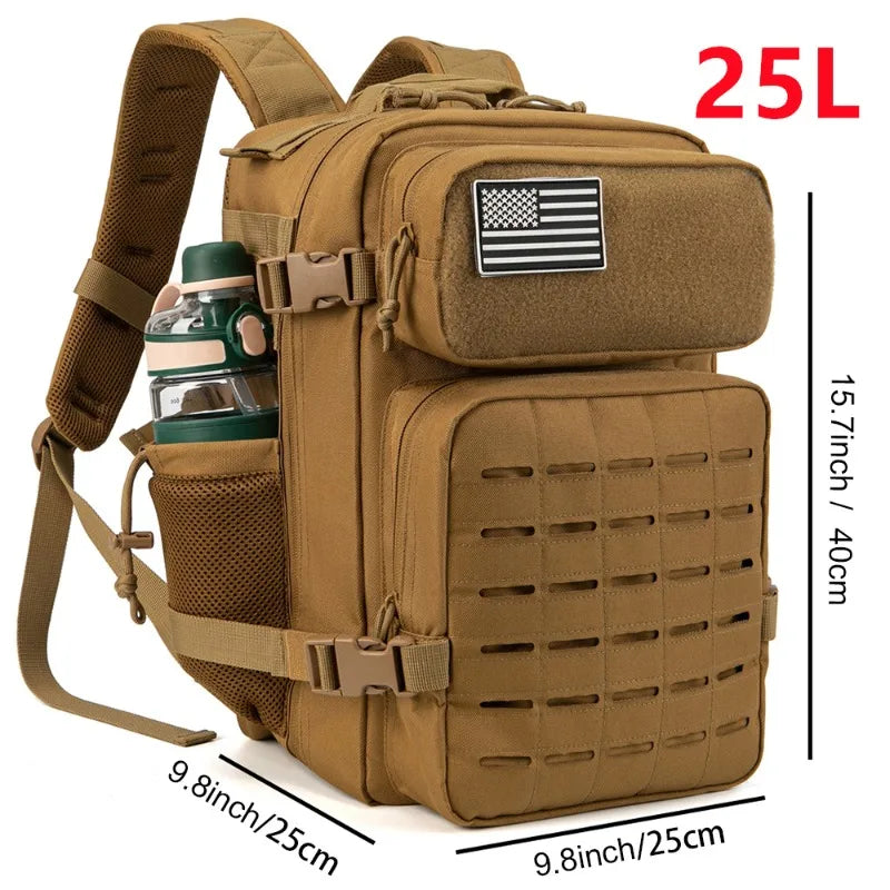 25L/45L Tactical Backpack for Women/men survival Laser Cut Molle Daypack Gym Rucksack School Bag with Dual Cup Holder back pack
