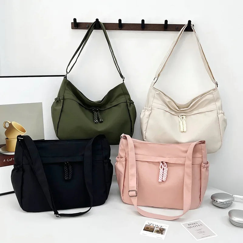 Double Sided Pocket Canvas Bag, Nylon Underarm Shoulder Bag, Fashionable Messenger Bags for Women's Daily Use Work Travel Outing