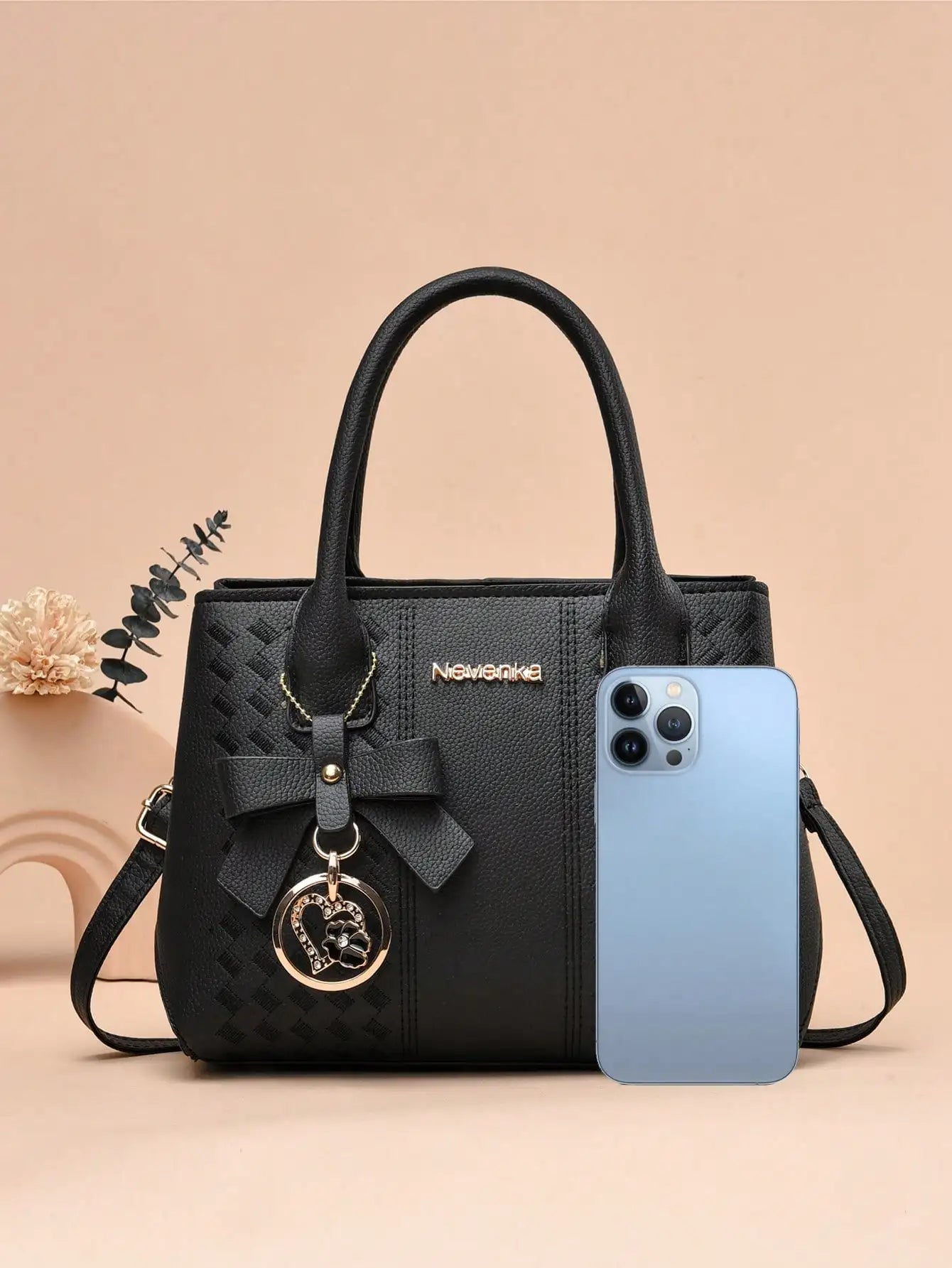 Solid color simple embroidered single shoulder handbag, stylish design for practical storage for daily use