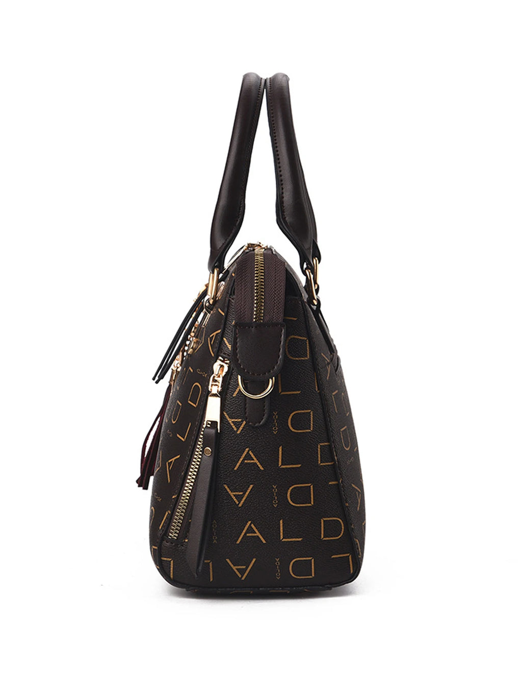 Fashion English letter handbag women's PU leather tassel upper handle bag luxury shoulder bag large capacity women's handbag
