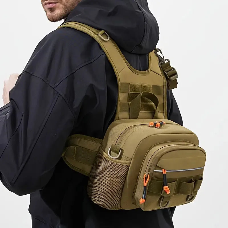 Fishing Lure Front Chest Vest Travel Backpack Camping Hiking Outdoor Cycling Mountaineering Gear Tactical Tackle Bag for Men Sac