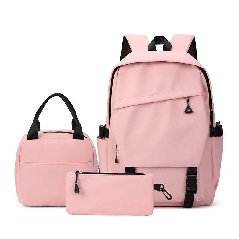 3pcs/set Campus Student Backpack, Boys Girls School Bags for Teen Men Women Tote Bag Clutch Pocket, Nylon Backpacks Travel Bag