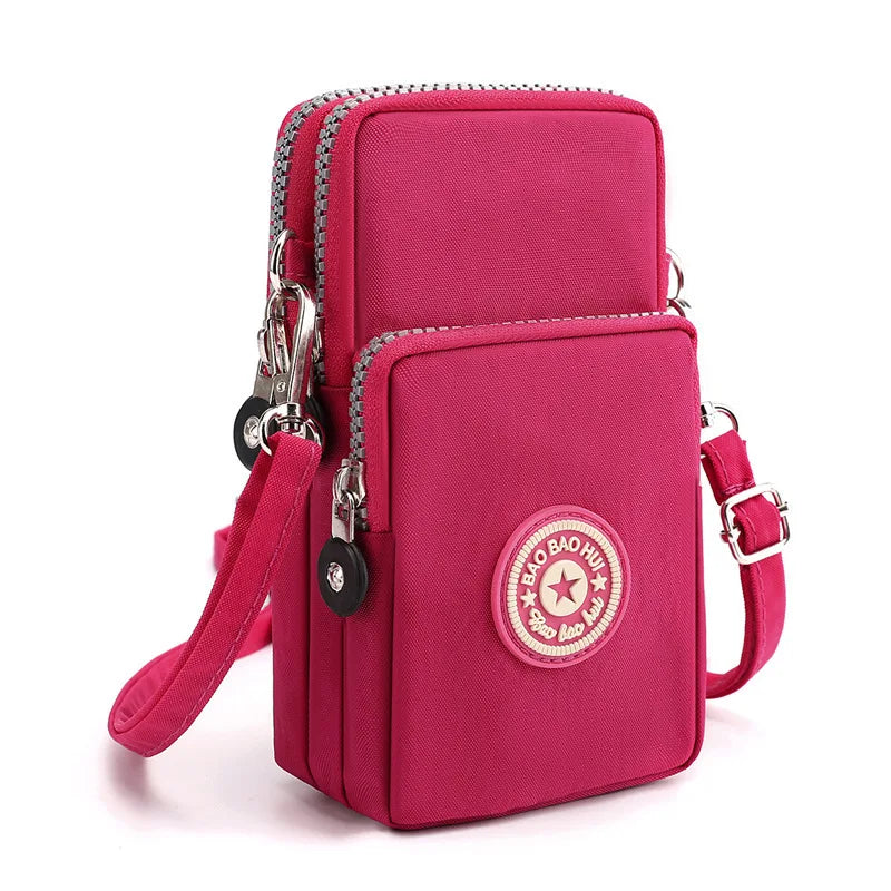 Sports Arm Bag, Women Mobile Phone Bag Running Messenger Purse Wallet, Women's Shoulder Cross Body Bags Multi Layer Zipper Pouch