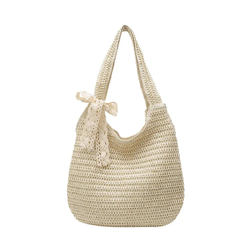 Fashion Straw Women Shoulder Bags Paper Woven Female Handbags Large Capacity Summer Beach Straw Bags Casual Tote Purses