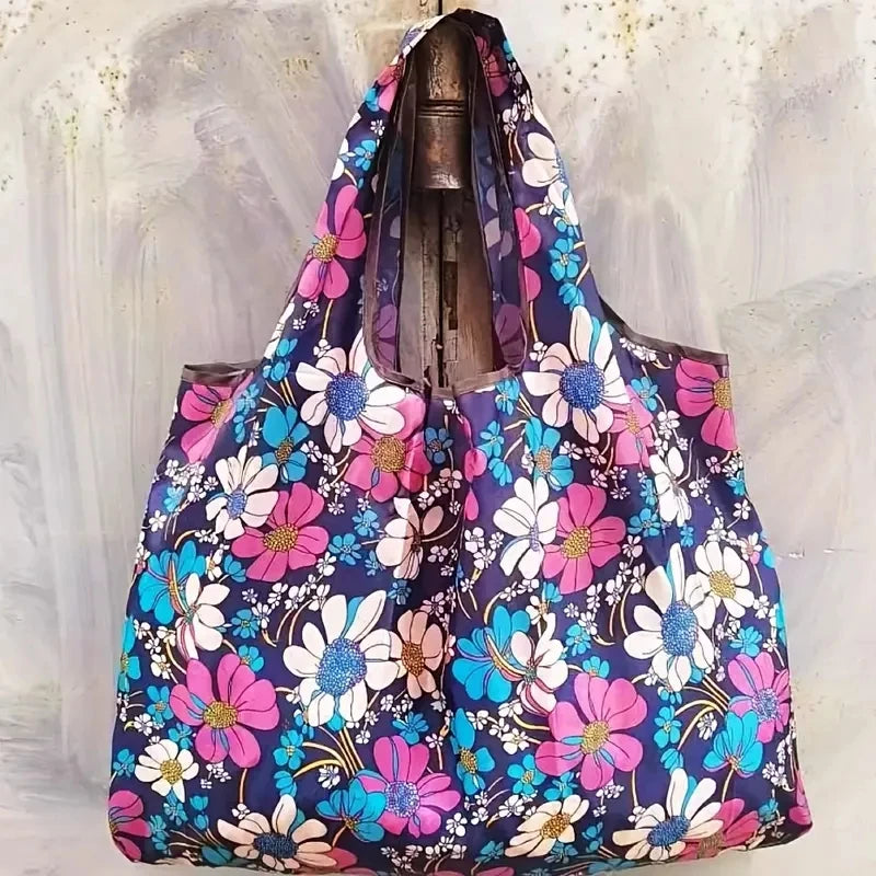Versatile Folding Shopping Bag, Large Capacity Travel Tote Bag, Waterproof Shoulder Storage Bag,Fashion Reusable Grocery Bag