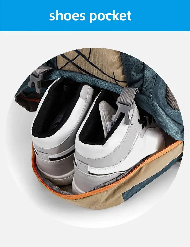 Climbing Camping Backpack Sports Travel Duffel Bag for Men Women with Shoes Outdoor Hikking Cycling Rucksack Luggage Storage Bag