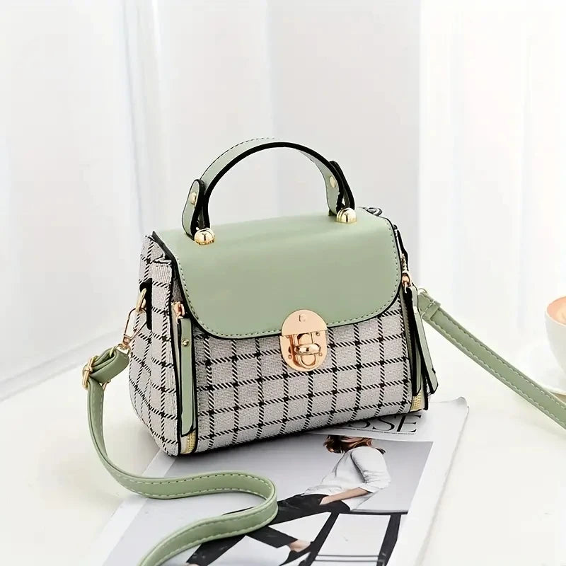 Women Trendy Flap Shoulder Bag PU Leather Crossbody Bag Simple Plaid Designer Messenger Bag Small Purse and Handbags Pouch