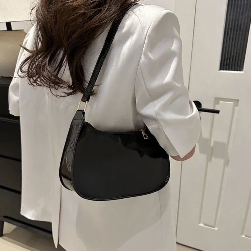 Retro Solid Color PU Leather Shoulder Bag Fashion Women's Handbags Casual Designer Hobos Underarm Bag, Suitable for Daily Use