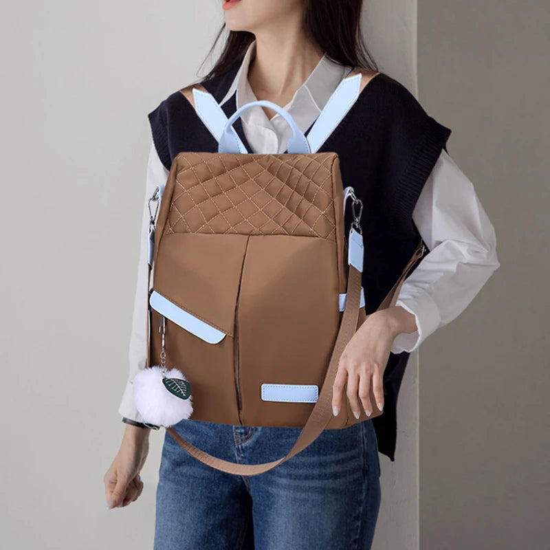 Women's Backpack Large Capacity Theft-Proof Handbag Shoulder Bag Elegant Women Travel Oxford Safety Black Backpack