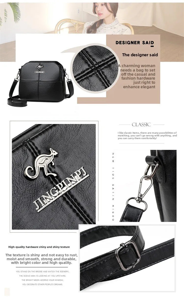 Fashionable Three Interlayer Synthetic Leather Crossbody Bag with Polyester Lining, Stylish Square Single Shoulder Bag for Women