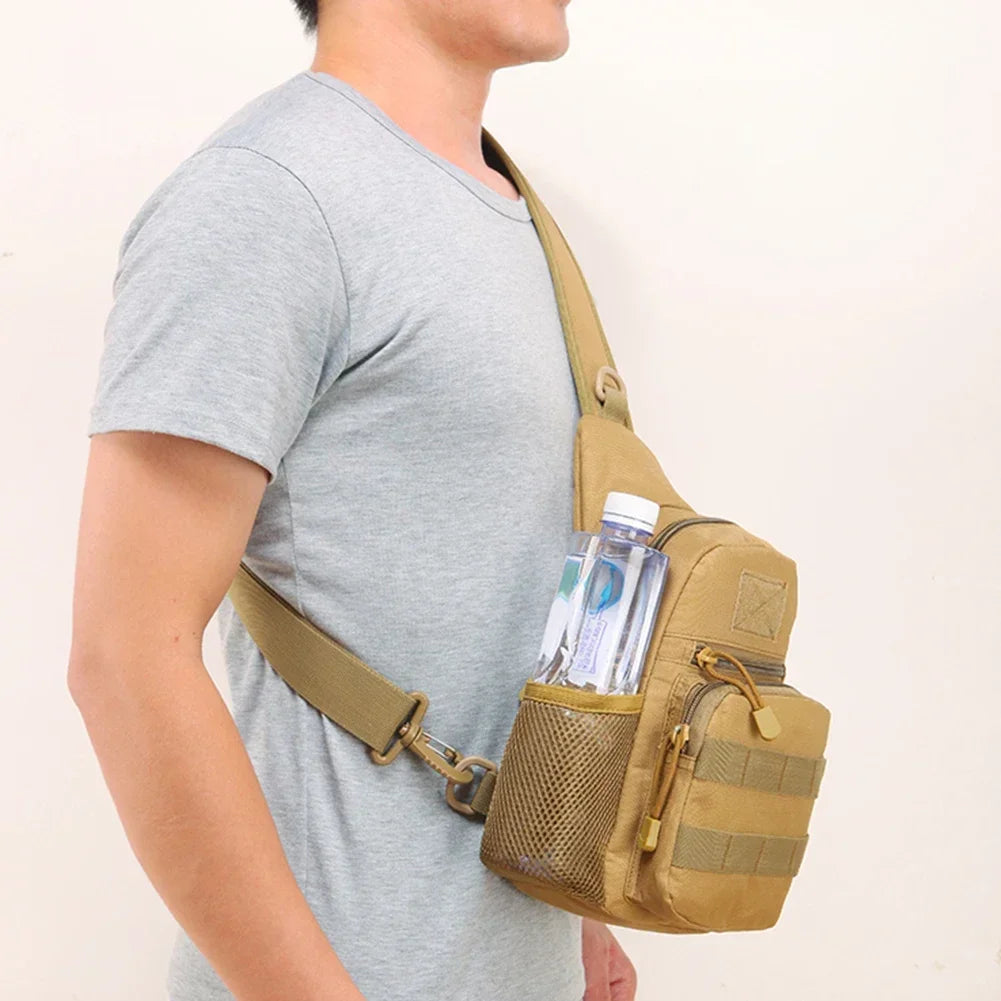 Small Outdoor Tactical Camouflage Kettle Chest Bag Men's Hiking Backpack Nylon Hunting Fishing Camo Hiking Shoulder Bag