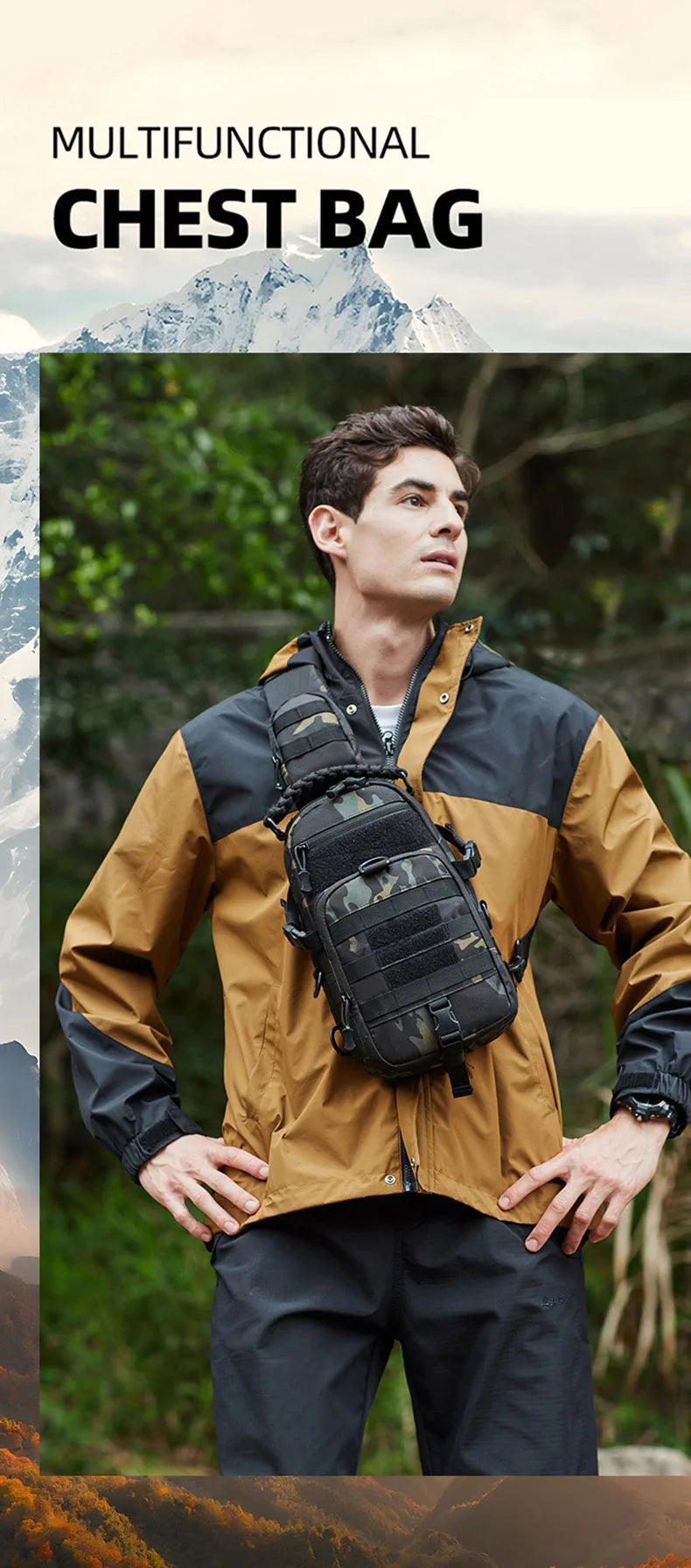 Camping Chest Bag Tactical Backpack for Men Sports Shoulder Outdoor Hiking Climbing Cycling Fishing MOLLE Sling EDC Fanny Pack