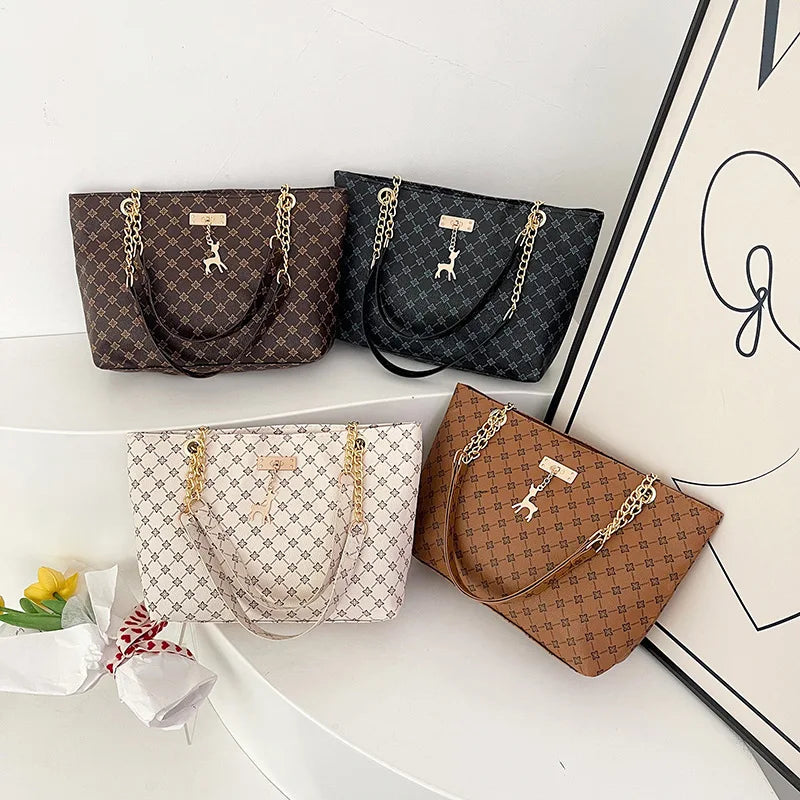 2024 Autumn and Winter New Presbyopic Handbag Shoulder Bag Large Capacity Tote Bag Women's Bag