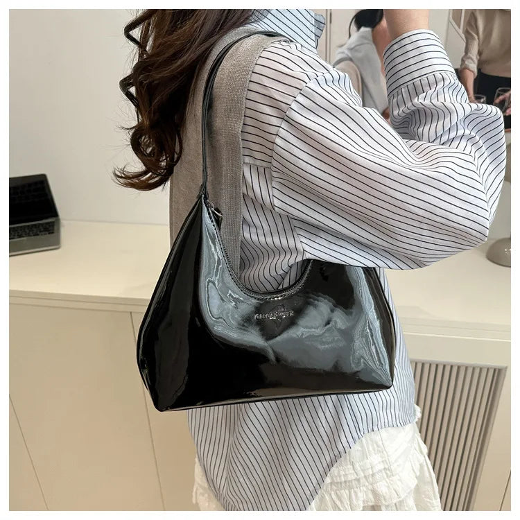 Solid Color Synthetic Leather Shoulder Underarm Bag, Retro Versatile Handbag Women Bag, Fashionable Daily Use Chic Handbag Purse
